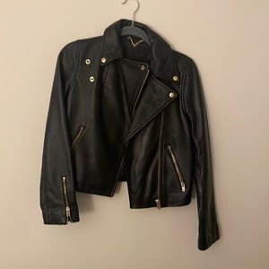 Jcrew black leather jacket